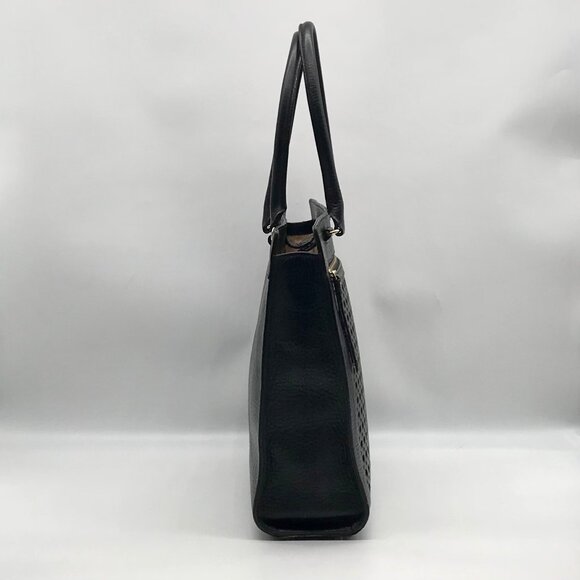 Kate Spade Black Pebbled Leather Lynne Bubbles Perforated Perri Lane Tote Bag - Picture 4 of 10